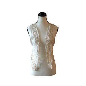 Garage Clothing Cream White Lace Mesh Vest